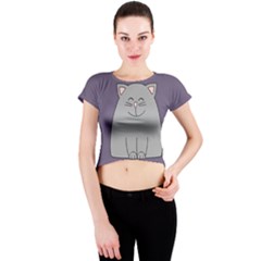 Cat Minimalism Art Vector Crew Neck Crop Top