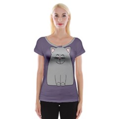 Cat Minimalism Art Vector Women s Cap Sleeve Top by Simbadda