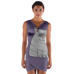 Cat Minimalism Art Vector Wrap Front Bodycon Dress