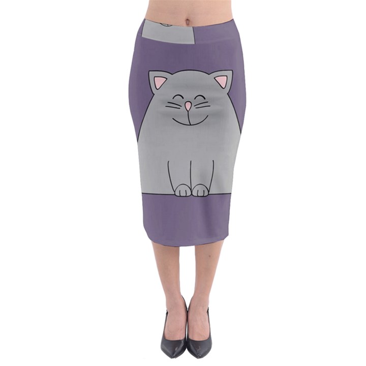 Cat Minimalism Art Vector Midi Pencil Skirt