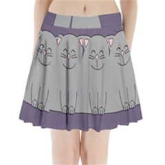 Cat Minimalism Art Vector Pleated Mini Skirt