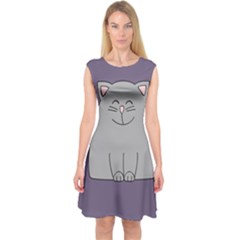 Cat Minimalism Art Vector Capsleeve Midi Dress