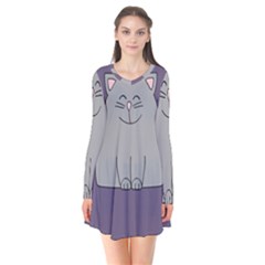 Cat Minimalism Art Vector Flare Dress by Simbadda