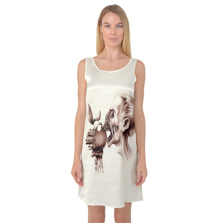 Zombie Apple Bite Minimalism Sleeveless Satin Nightdress