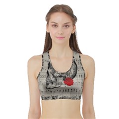 Skull And Rose  Sports Bra With Border by Valentinaart