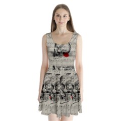 Skull And Rose  Split Back Mini Dress 