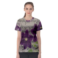 Vintage Purple Flowers Women s Sport Mesh Tee