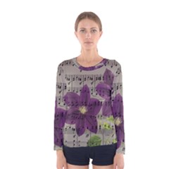 Vintage Purple Flowers Women s Long Sleeve Tee