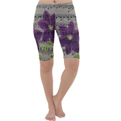 Vintage Purple Flowers Cropped Leggings 