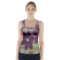 Vintage Purple Flowers Racer Back Sports Top by Valentinaart