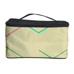 Abstract Yellow Geometric Line Pattern Cosmetic Storage Case