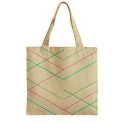 Abstract Yellow Geometric Line Pattern Zipper Grocery Tote Bag