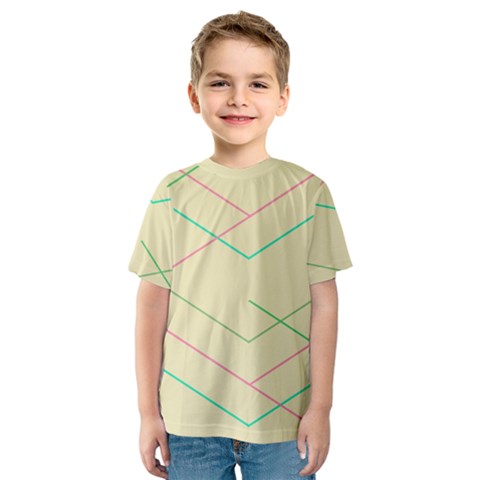 Abstract Yellow Geometric Line Pattern Kids  Sport Mesh Tee by Simbadda