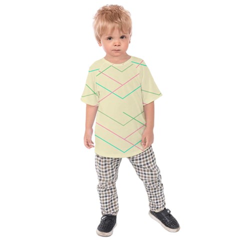 Abstract Yellow Geometric Line Pattern Kids  Raglan Tee by Simbadda