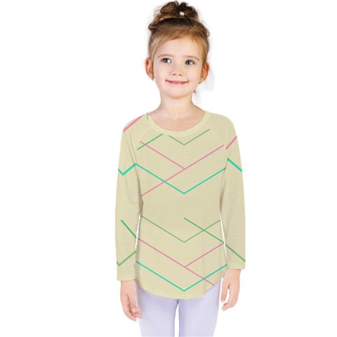 Abstract Yellow Geometric Line Pattern Kids  Long Sleeve Tee by Simbadda