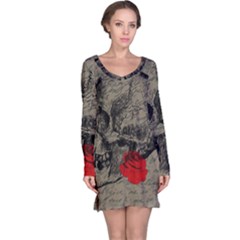 Skull And Rose  Long Sleeve Nightdress