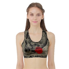 Skull And Rose  Sports Bra With Border