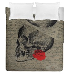 Skull And Rose  Duvet Cover Double Side (queen Size)