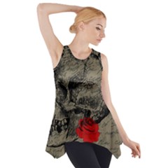 Skull And Rose  Side Drop Tank Tunic