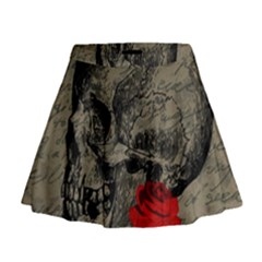 Skull And Rose  Mini Flare Skirt by Valentinaart