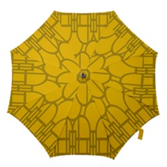 The Michigan Pattern Yellow Hook Handle Umbrellas (large)