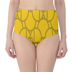 The Michigan Pattern Yellow High-waist Bikini Bottoms