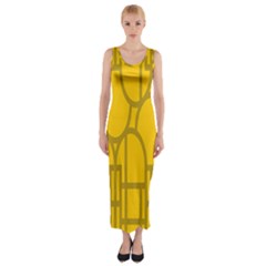 The Michigan Pattern Yellow Fitted Maxi Dress by Simbadda