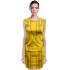 The Michigan Pattern Yellow Sleeveless Velvet Midi Dress