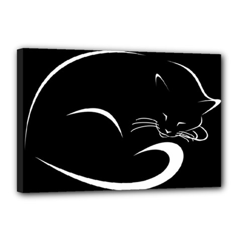 Cat Black Vector Minimalism Canvas 18  X 12 