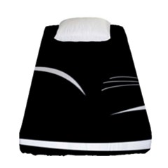 Cat Black Vector Minimalism Fitted Sheet (single Size)