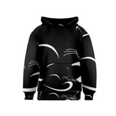 Cat Black Vector Minimalism Kids  Pullover Hoodie by Simbadda