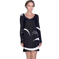 Cat Black Vector Minimalism Long Sleeve Nightdress