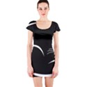 Cat Black Vector Minimalism Short Sleeve Bodycon Dress View1