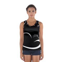 Cat Black Vector Minimalism Women s Sport Tank Top 