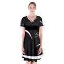 Cat Black Vector Minimalism Short Sleeve V-neck Flare Dress View1