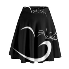 Cat Black Vector Minimalism High Waist Skirt by Simbadda