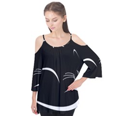 Cat Black Vector Minimalism Flutter Tees