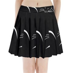 Cat Black Vector Minimalism Pleated Mini Skirt by Simbadda