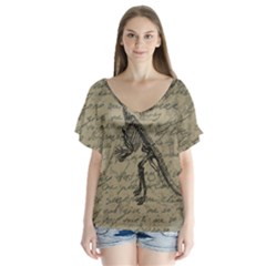 Dinosaur Skeleton Flutter Sleeve Top