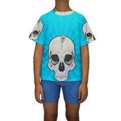 Skull Ball Line Schedule Kids  Short Sleeve Swimwear