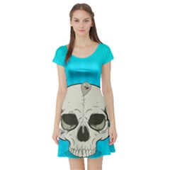 Skull Ball Line Schedule Short Sleeve Skater Dress by Simbadda