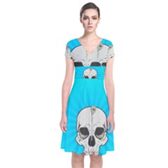 Skull Ball Line Schedule Short Sleeve Front Wrap Dress by Simbadda