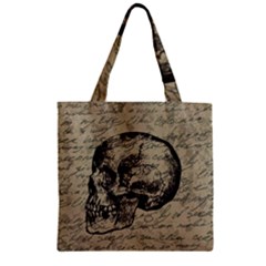 Skull Zipper Grocery Tote Bag by Valentinaart