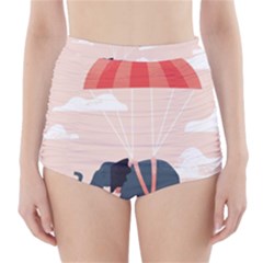 Digital Slon Parashyut Vektor High-waisted Bikini Bottoms