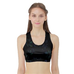 Fractal Pattern Black Background Sports Bra With Border