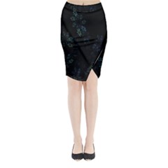 Fractal Pattern Black Background Midi Wrap Pencil Skirt