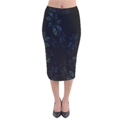 Fractal Pattern Black Background Velvet Midi Pencil Skirt