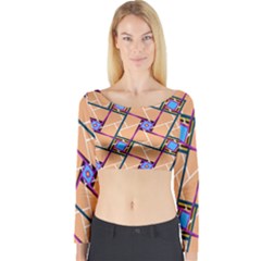 Overlaid Patterns Long Sleeve Crop Top