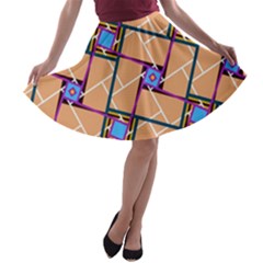 Overlaid Patterns A-line Skater Skirt