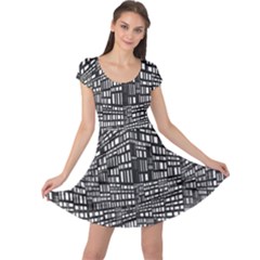 Recursive Subdivision Between 5 Source Lines Screen Black Cap Sleeve Dresses by Simbadda